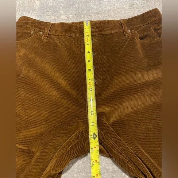 Time & Tru High Rise Wide Leg Corduroy Ankle Pants Button Fly Size 14 Brown 🍁 🍂 - Picture 9 of 11